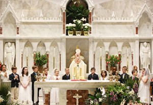 Consecration at Holy Communion Mass 